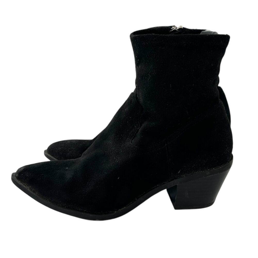 Vintage Y2K Abound Black Faux Leather Suede Ankle Boots Soft 6 Medium Pointed